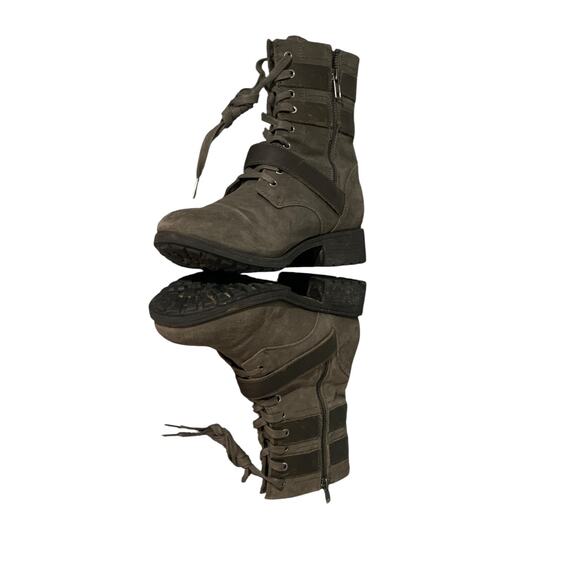 UGG Boots Women's 9 ZIA Moto Combat Waterproof Leather Buckle Gray - Picture 4 of 8